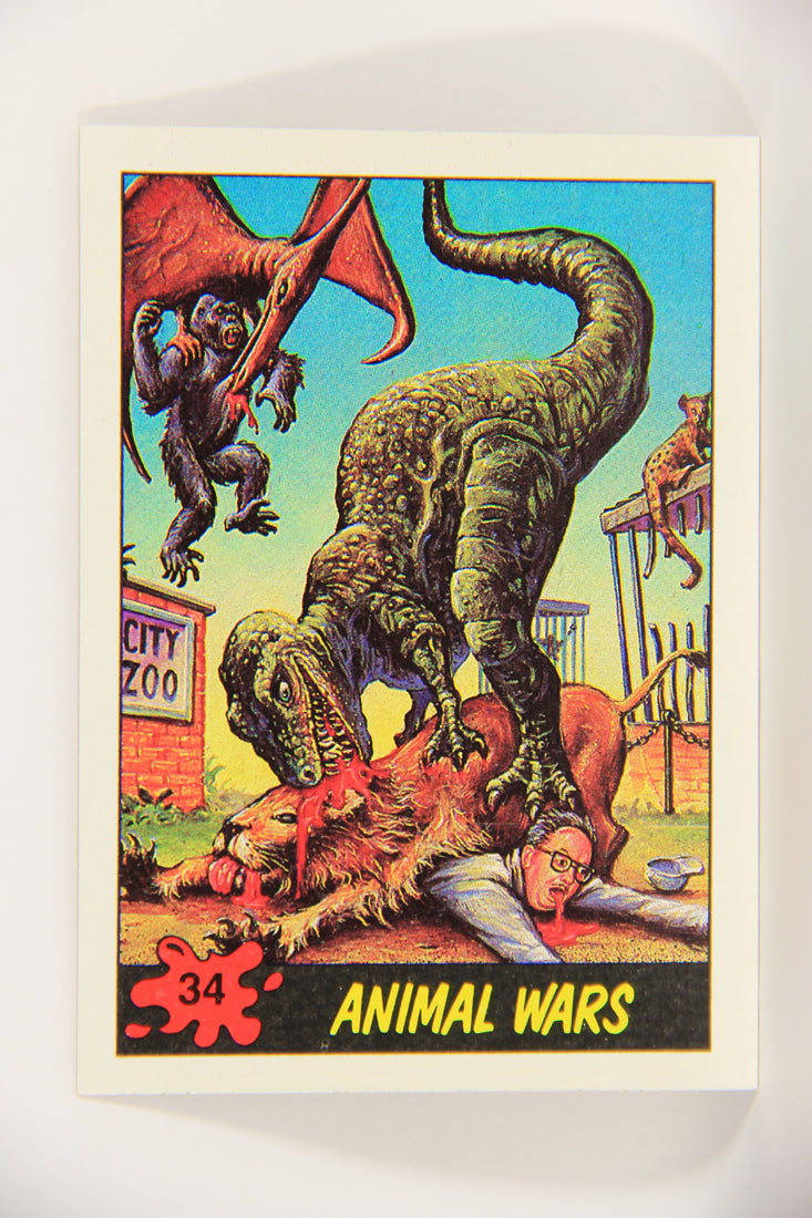 Dinosaurs Attack 1988 Vintage Trading Card #34 Animal Wars ENG L021224