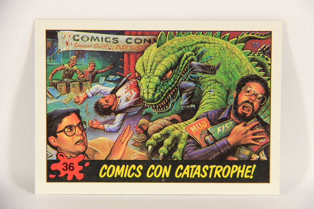 Dinosaurs Attack 1988 Vintage Trading Card #36 Comics Con Catastrophe ENG L021226