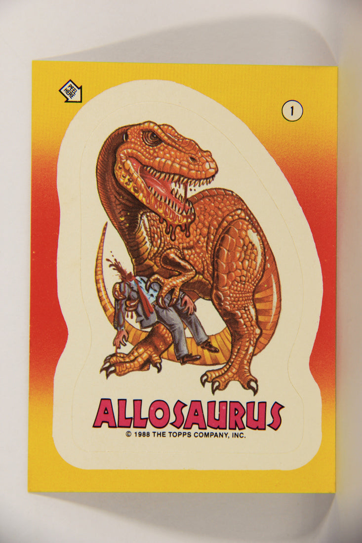 Dinosaurs Attack 1988 Vintage Sticker Trading Card #1 Allosaurus ENG L021238