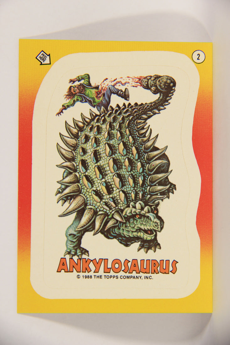 Dinosaurs Attack 1988 Vintage Sticker Trading Card #2 Ankylosaurus ENG L021239