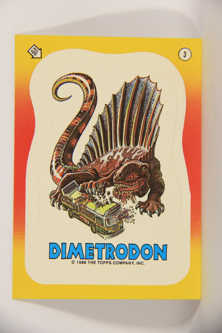Dinosaurs Attack 1988 Vintage Sticker Trading Card #3 Dimetrodon ENG L021240