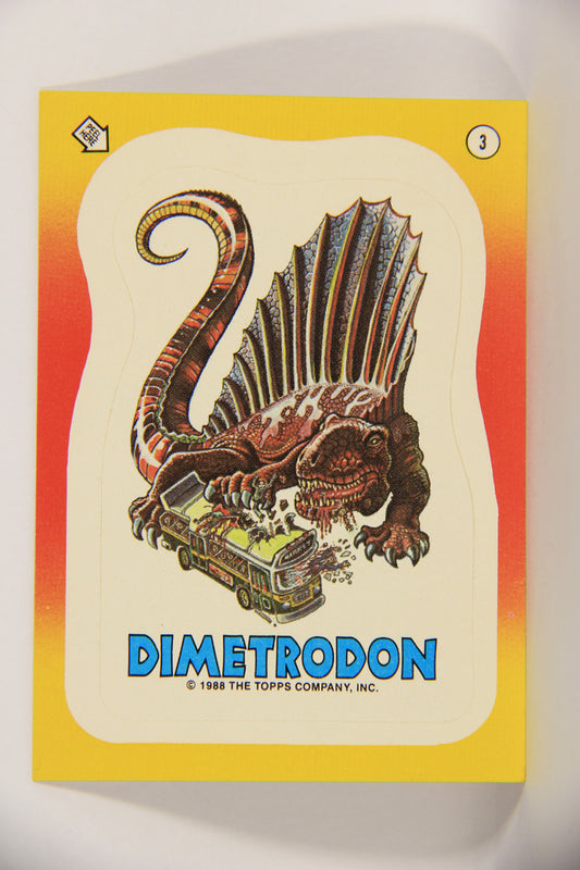 Dinosaurs Attack 1988 Vintage Sticker Trading Card #3 Dimetrodon ENG L021240