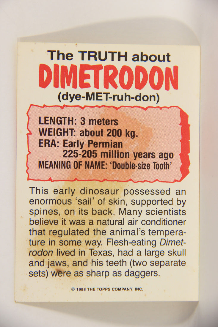Dinosaurs Attack 1988 Vintage Sticker Trading Card #3 Dimetrodon ENG L021240