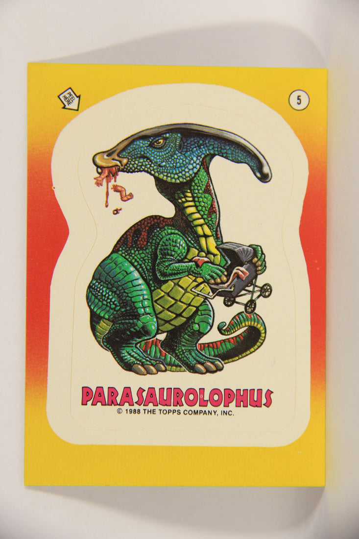 Dinosaurs Attack 1988 Vintage Sticker Trading Card #5 Parasaurolophus ENG L021242