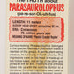 Dinosaurs Attack 1988 Vintage Sticker Trading Card #5 Parasaurolophus ENG L021242