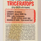 Dinosaurs Attack 1988 Vintage Sticker Trading Card #10 Triceratops ENG L021246