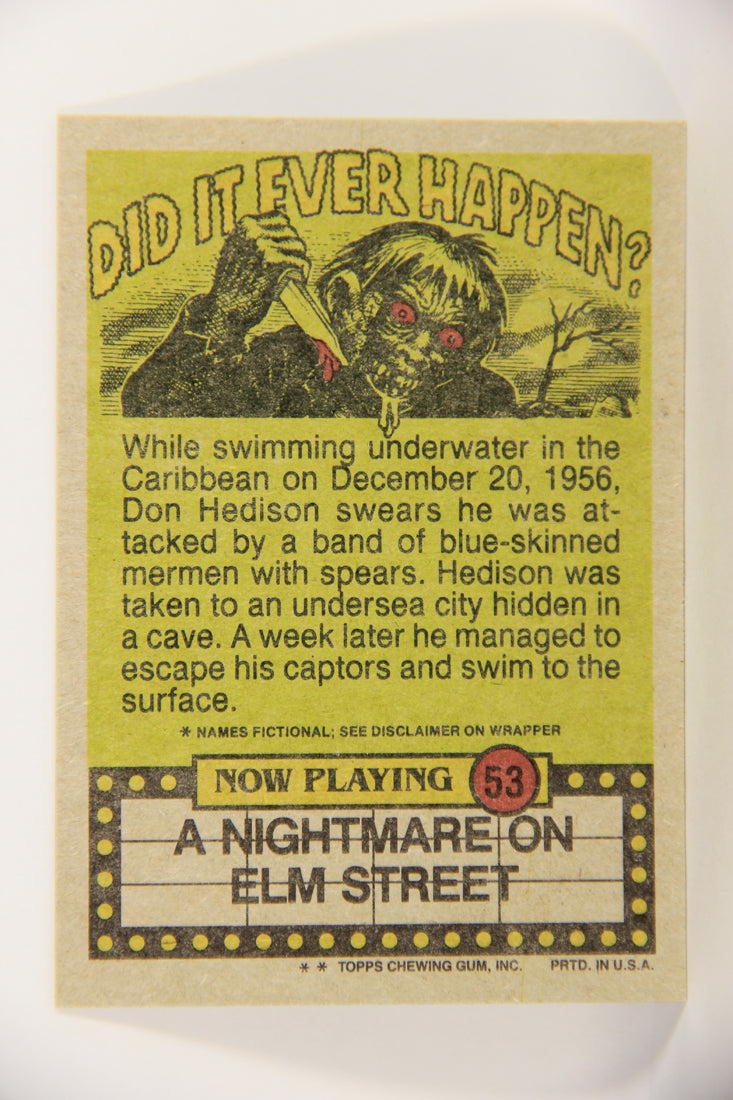 Fright Flicks 1988 Card #53 Am I Tired Dead Tired - Nightmare On Elm Street Topps L021269