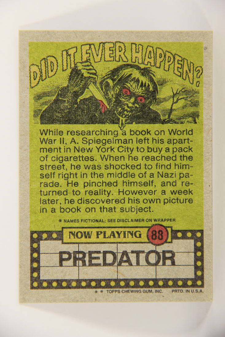 Fright Flicks 1988 Card #88 I've Got A Bone To Pick With You - Predator ENG Topps L021280