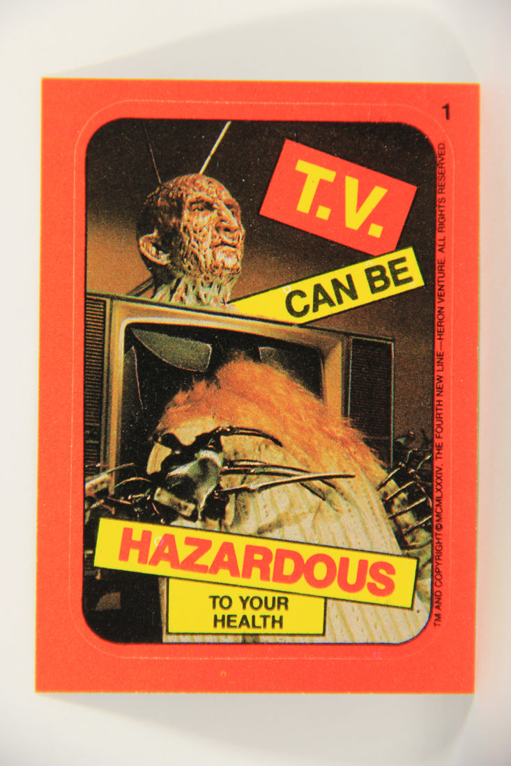 Fright Flicks 1988 Trading Card Sticker #1 T.V. Can Be Hazardous To Your Health Topps L021283