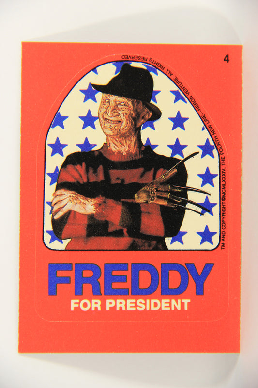Fright Flicks 1988 Trading Card Sticker #4 Freddy For President NOES ENG Topps L021286