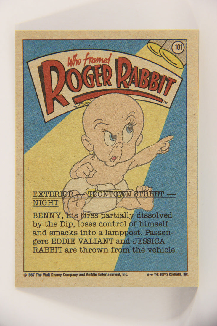 Who Framed Roger Rabbit 1988 Trading Card #101 Poor Benny Crashes ENG Topps L021458