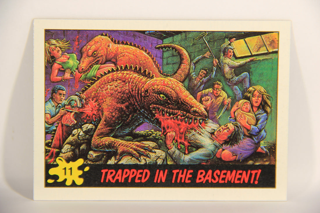 Dinosaurs Attack 1988 Vintage Trading Card #11 Trapped In The Basement ENG L021504