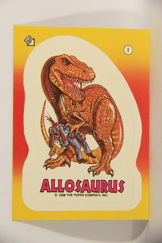 Dinosaurs Attack 1988 Vintage Sticker Trading Card #1 Allosaurus ENG L021505