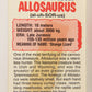 Dinosaurs Attack 1988 Vintage Sticker Trading Card #1 Allosaurus ENG L021505