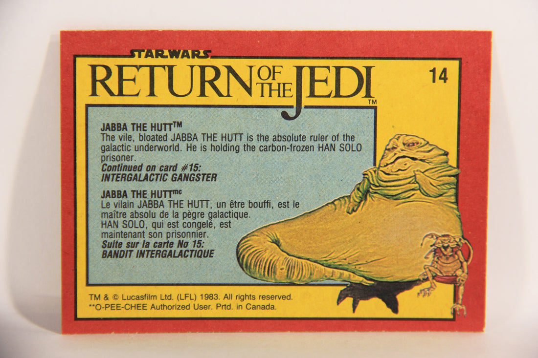 Star Wars Return Of The Jedi 1983 Trading Card #14 Jabba The Hutt FR-ENG OPC L021524