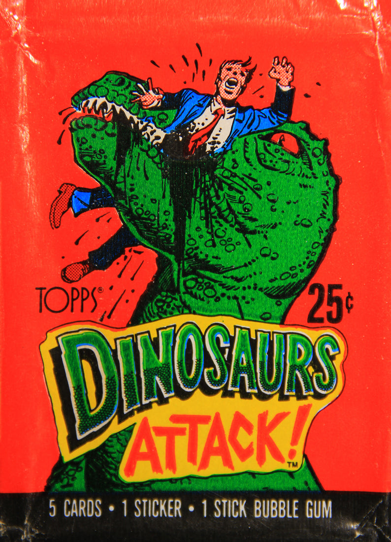 Dinosaurs Attack 1988 Vintage Trading Card Wax Wrapper - Red - ENG Topps L021533
