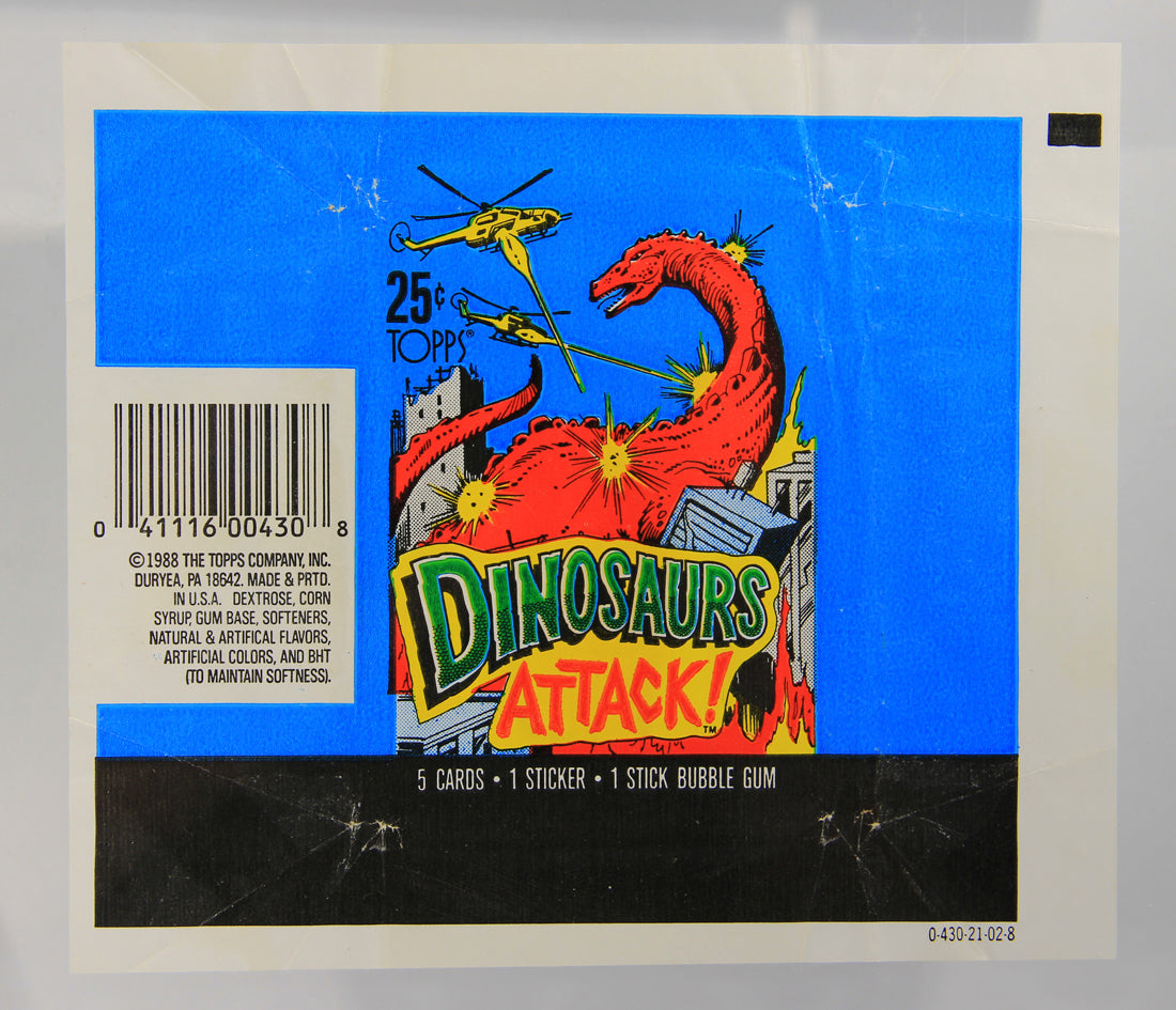 Dinosaurs Attack 1988 Vintage Trading Card Wax Wrapper - Blue - ENG Topps L021534