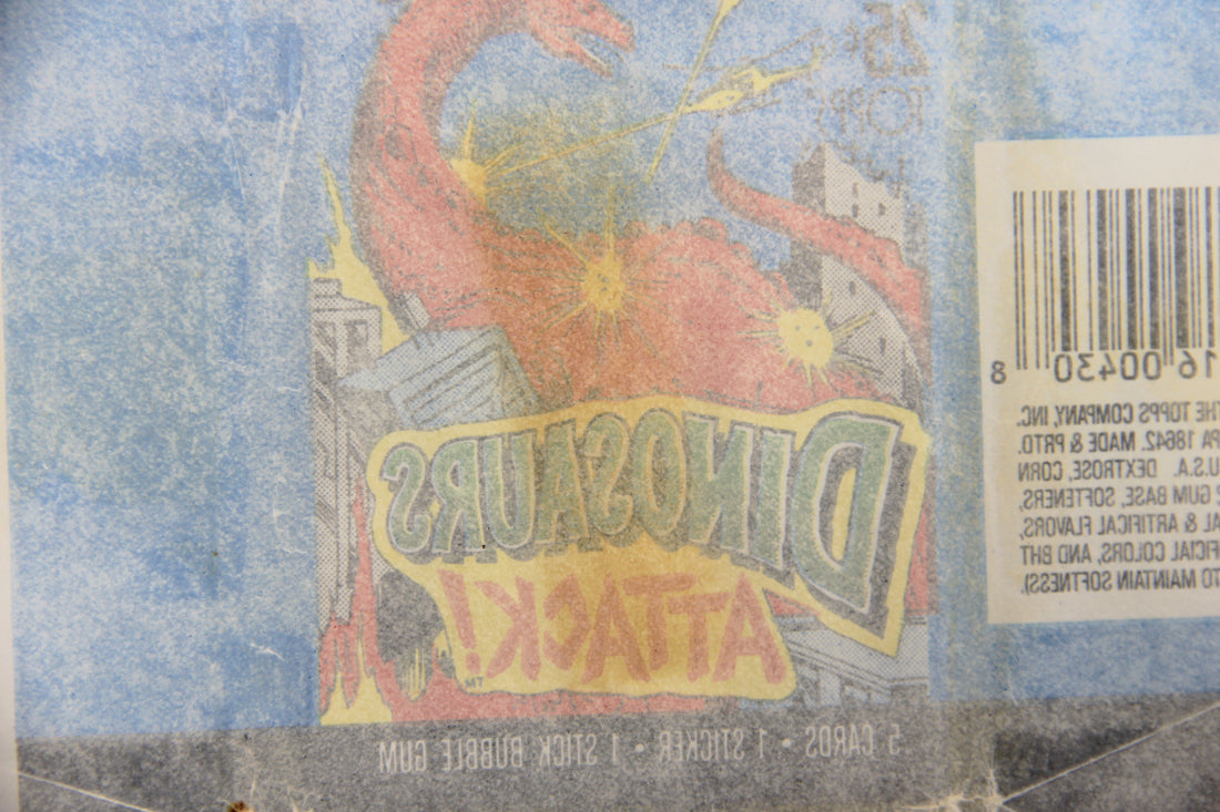 Dinosaurs Attack 1988 Vintage Trading Card Wax Wrapper - Blue - ENG Topps L021534