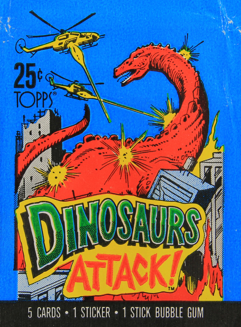 Dinosaurs Attack 1988 Vintage Trading Card Wax Wrapper - Blue - ENG Topps L021534