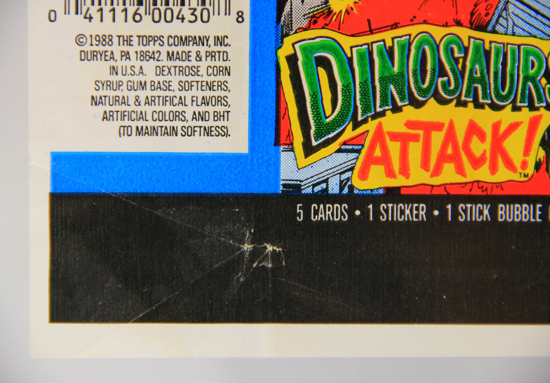 Dinosaurs Attack 1988 Vintage Trading Card Wax Wrapper - Blue - ENG Topps L021534