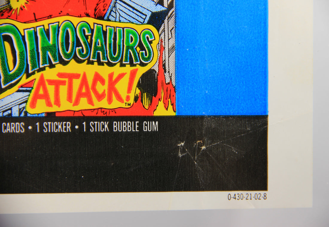 Dinosaurs Attack 1988 Vintage Trading Card Wax Wrapper - Blue - ENG Topps L021534