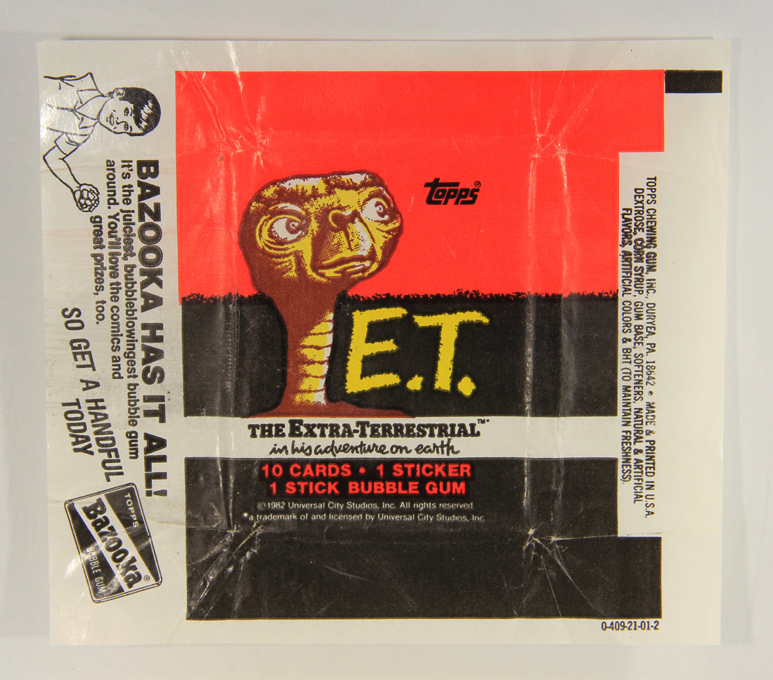 E.T. The Extra-Terrestrial 1982 Trading Card Wax Wrapper V-2 Bazooka Add Topps L021536