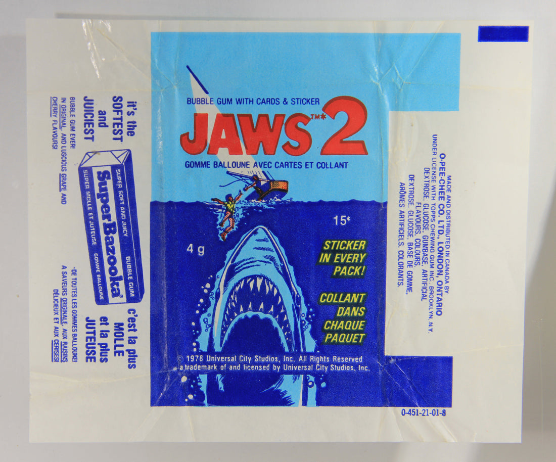 Jaws 2 - 1978 Trading Card Wax Wrapper FR-ENG O-Pee-Chee L021548