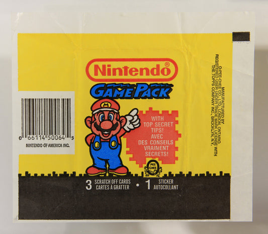 Nintendo Game Pack 1989 Trading Card Wax Wrapper Mario O-Pee-Chee L021549