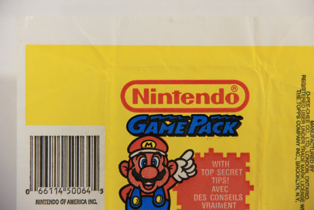 Nintendo Super Mario Bros 1989 Trading Card Wax Wrapper Mario O-Pee-Chee L021549