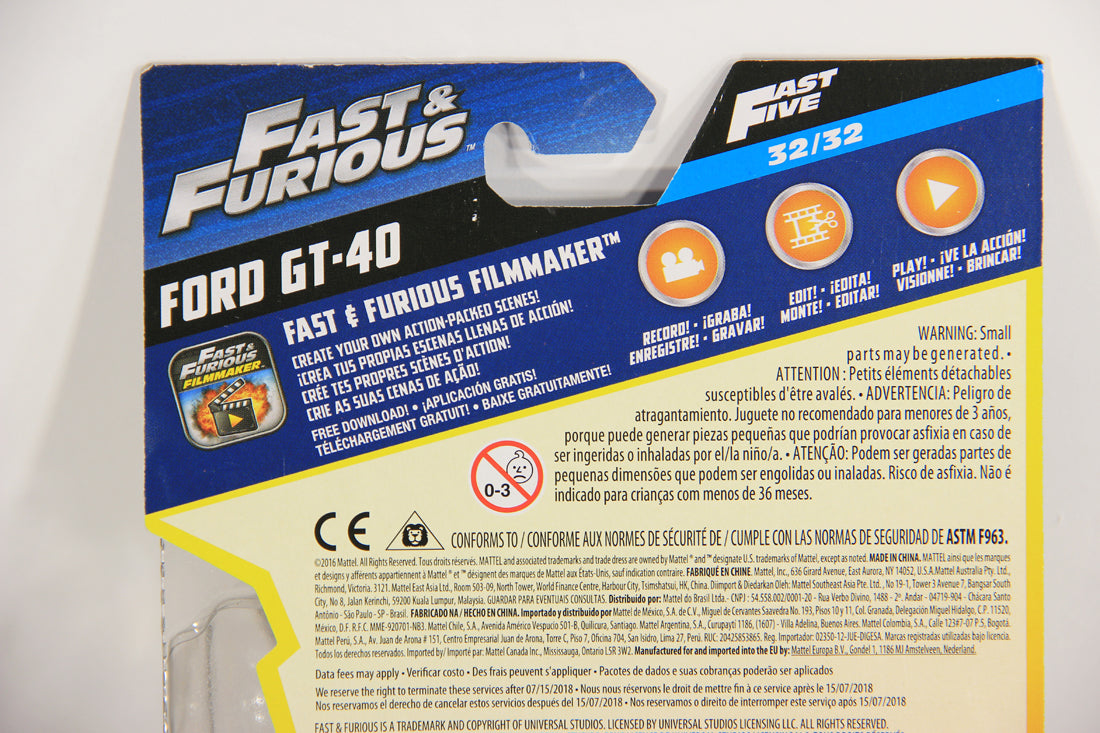 Mattel Die-Cast 2016 Ford GT-40 Fast & Furious #32/32 L021692