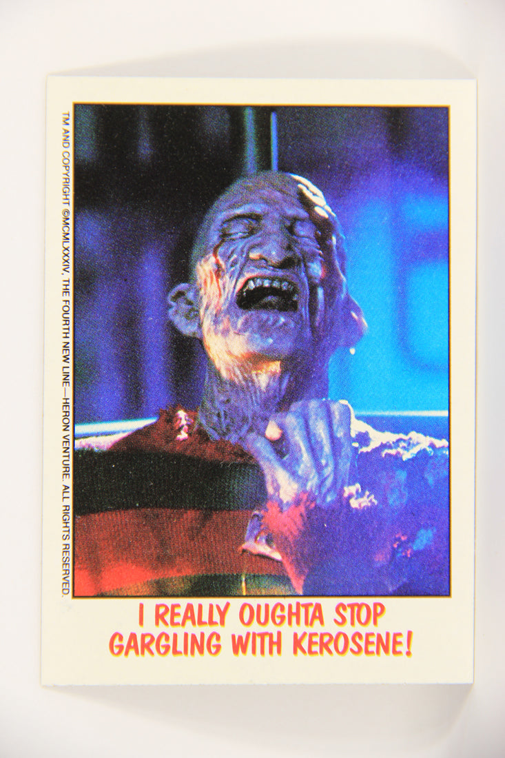 Fright Flicks 1988 Card #4 I Really Oughta Stop Gargling With Kerosene ENG Topps L021707