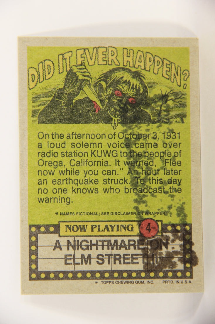 Fright Flicks 1988 Card #4 I Really Oughta Stop Gargling With Kerosene ENG Topps L021707