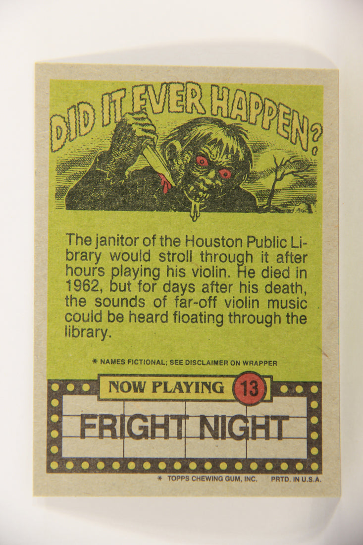 Fright Flicks 1988 Card #13 I Gotta Stop Hammering Nails With My Head ENG Topps L021714