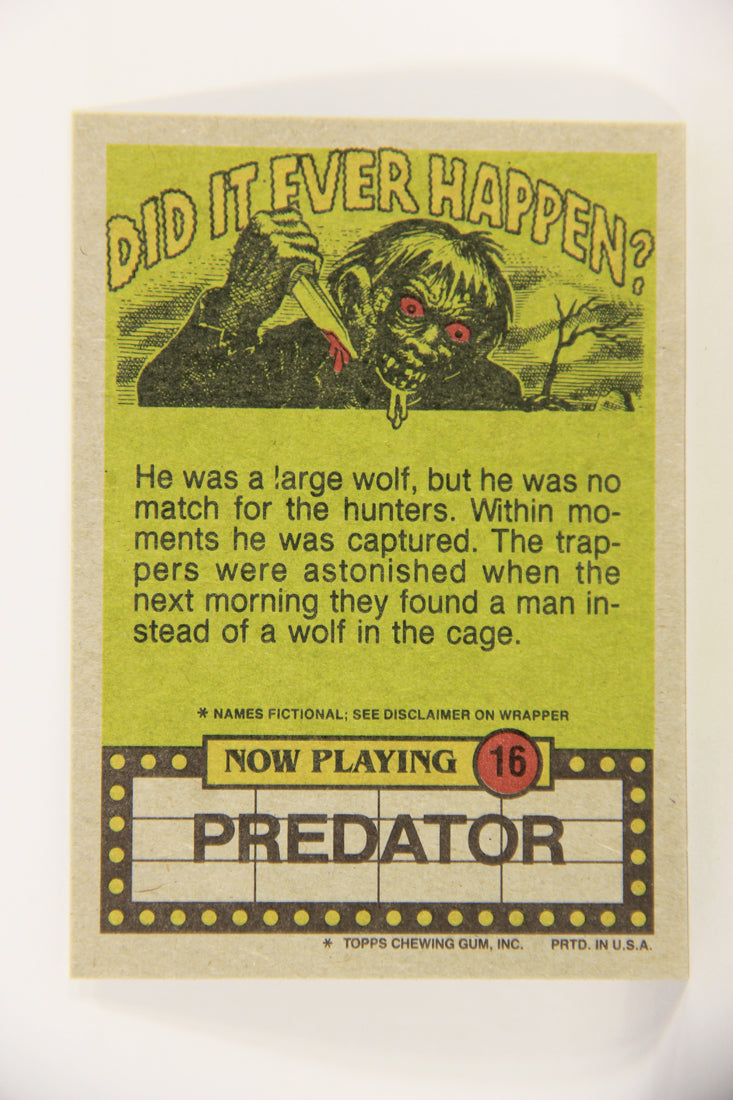 Fright Flicks 1988 Trading Card #16 Hi I'm The New Babysitter - Predator ENG Topps L021716