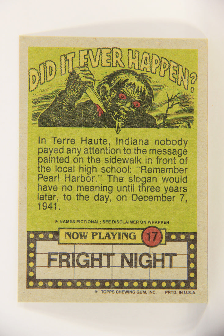 Fright Flicks 1988 Card #17 I've Got A Stake In Your Future - Fright Night ENG Topps L021717
