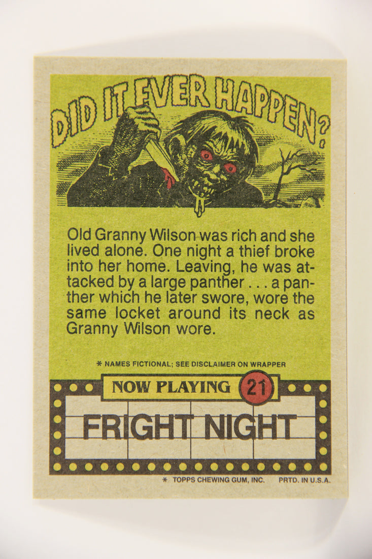 Fright Flicks 1988 Trading Card #21 Now Don't Get Cross - Fright Night ENG Topps L021720