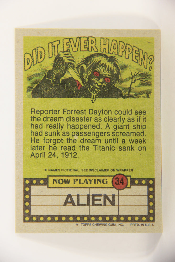 Fright Flicks 1988 Trading Card #34 Mayhem I'm Up For It - Alien ENG Topps L021728