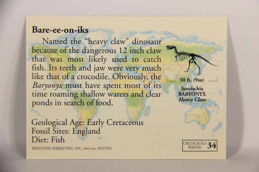 Dinosaurs The Mesozoic Era 1993 Vintage Trading Card #34 Baryonyx ENG L021788