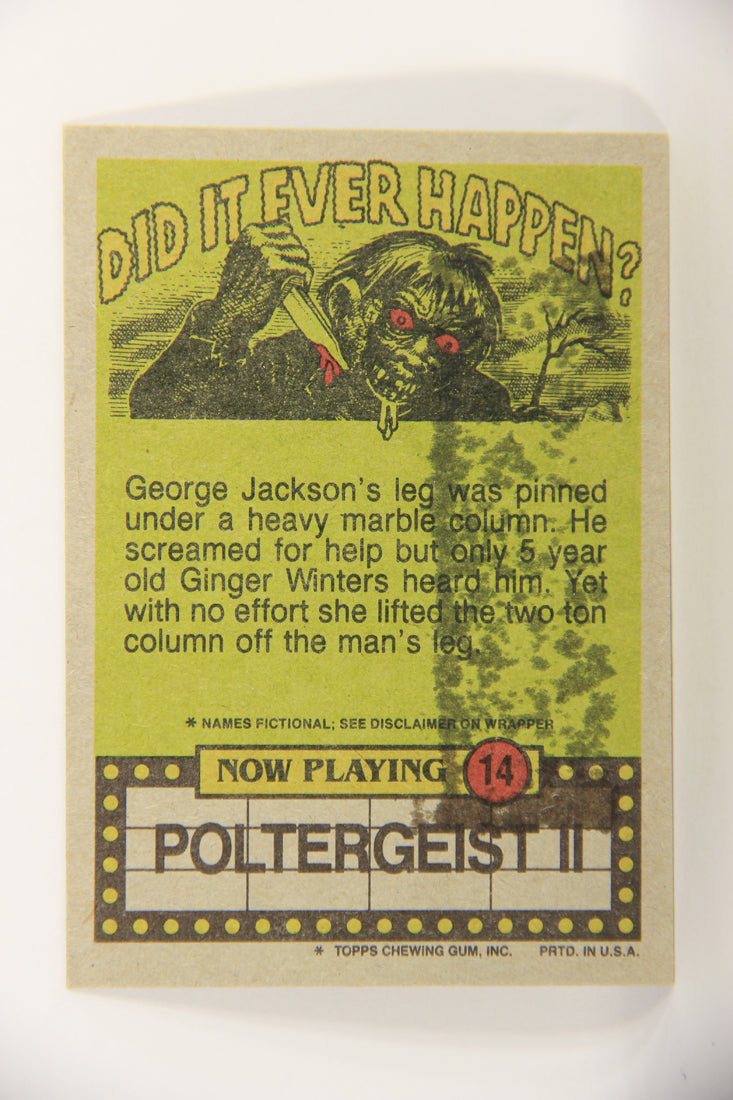 Fright Flicks 1988 Trading Card #14 Do I Get Extra Sauce With These Ribs ENG Topps L021798