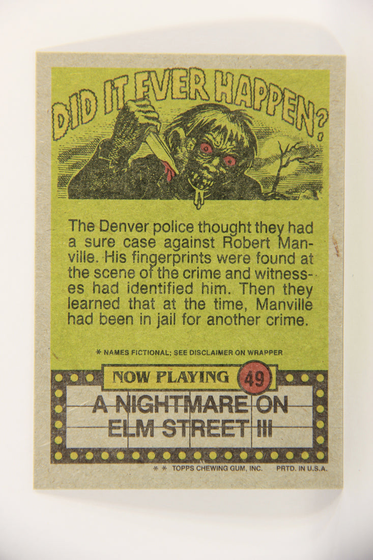 Fright Flicks 1988 Trading Card #49 TV Has Gone To My Head - NOES 3 ENG Topps L021805