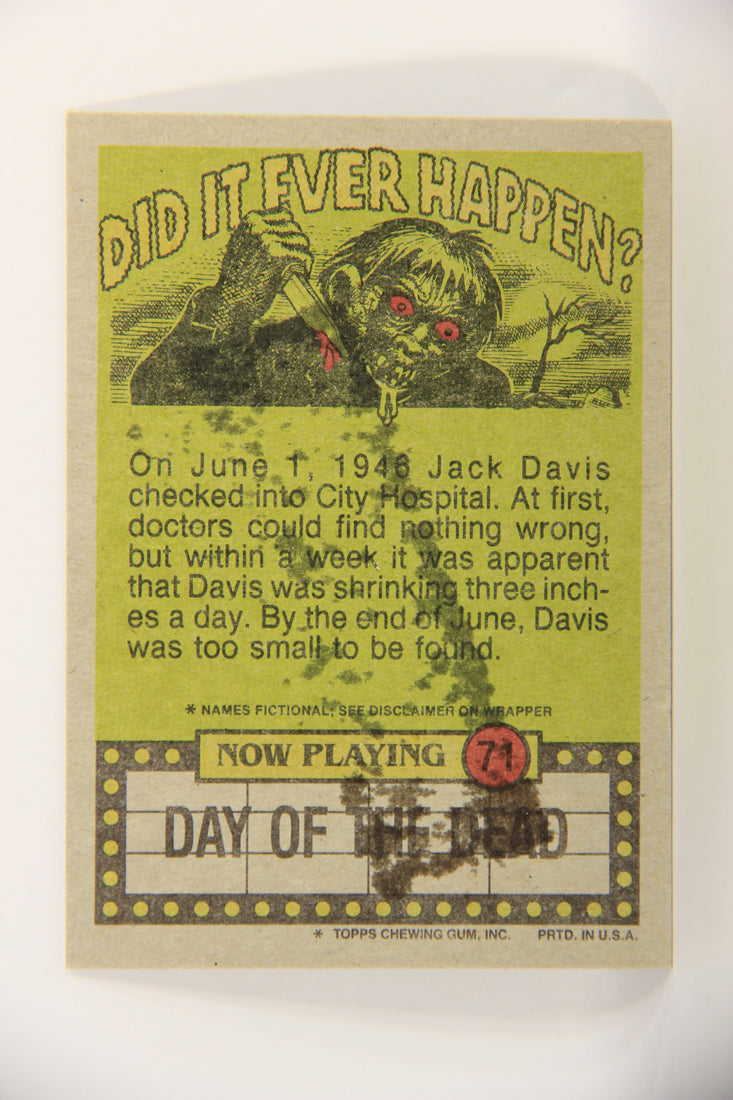Fright Flicks 1988 Trading Card #71 Stay For Coffee - Day Of The Dead ENG Topps L021812