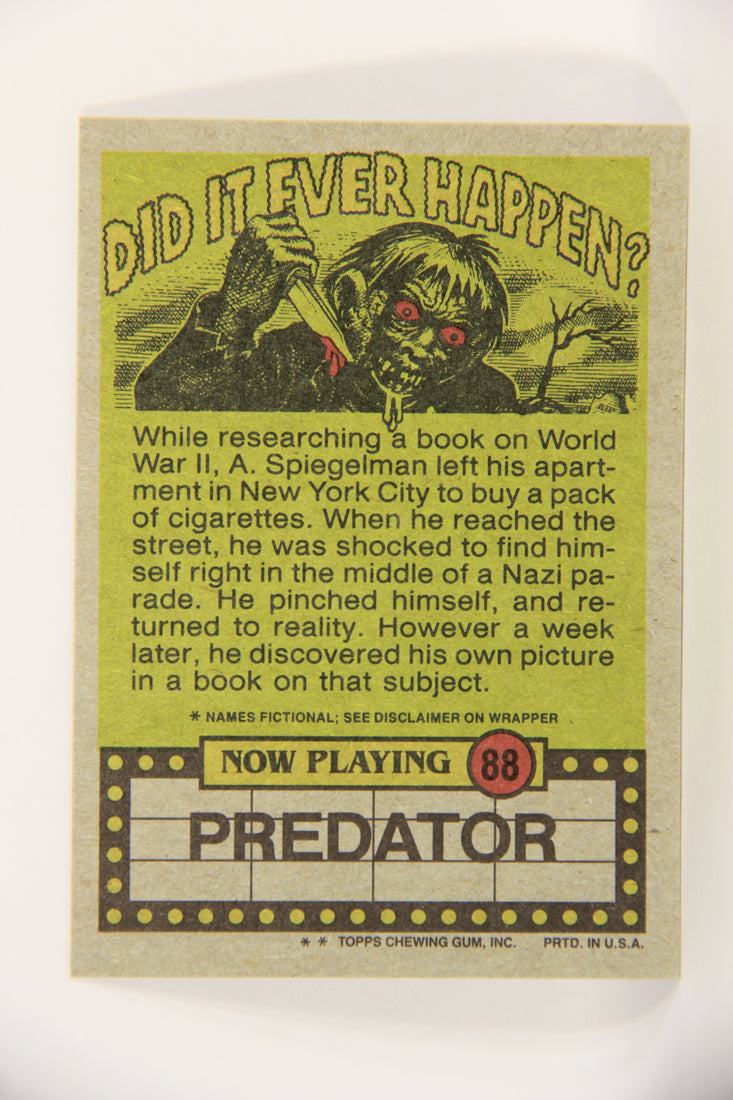 Fright Flicks 1988 Card #88 I've Got A Bone To Pick With You - Predator ENG Topps L021817