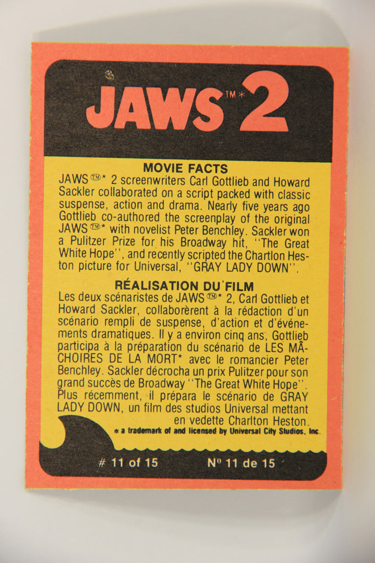 Jaws 2 - 1978 Trading Card #59 The Jaws Of Death FR-ENG O-Pee-Chee L021837