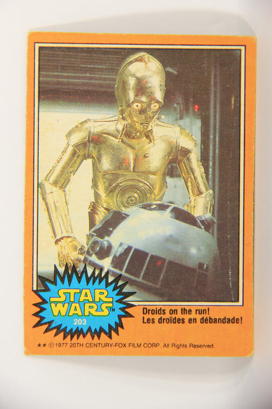 Star Wars 1977 Trading Card #203 Droids On The Run FR-ENG OPC L021853