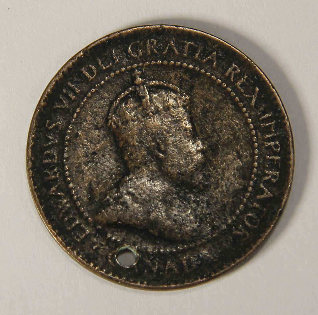 1906 Canada 1 Cent Large King Edward VII - HOLED Copper Coin Large Cent L021883