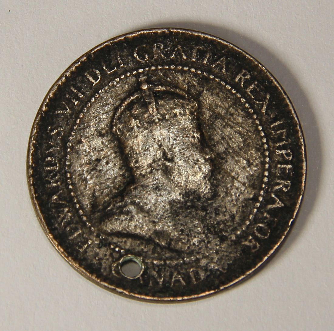 1906 Canada 1 Cent Large King Edward VII - HOLED Copper Coin Large Cent L021883
