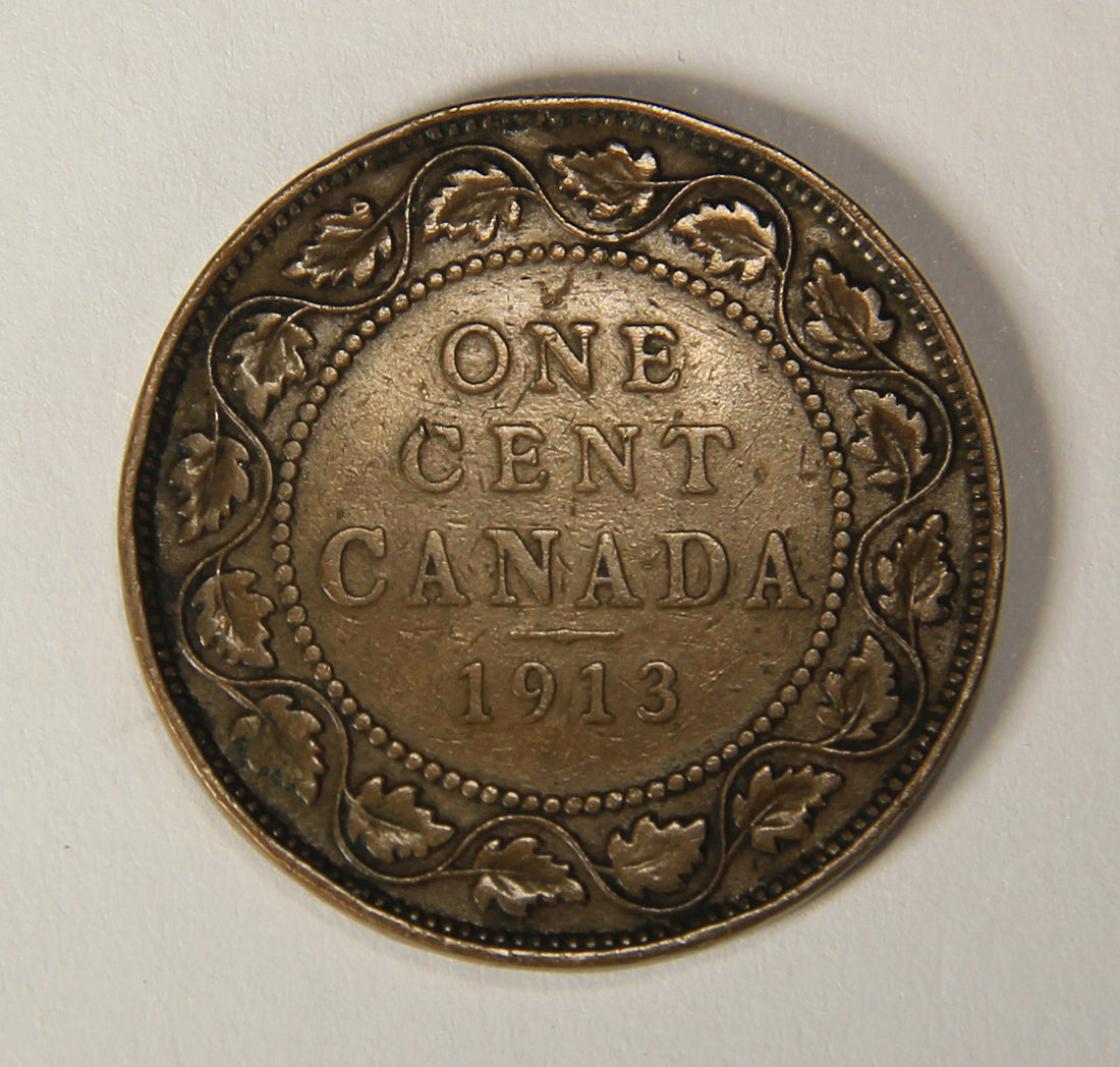 1913 Canada 1 Cent Large King George V - Copper Coin Large Cent L021888