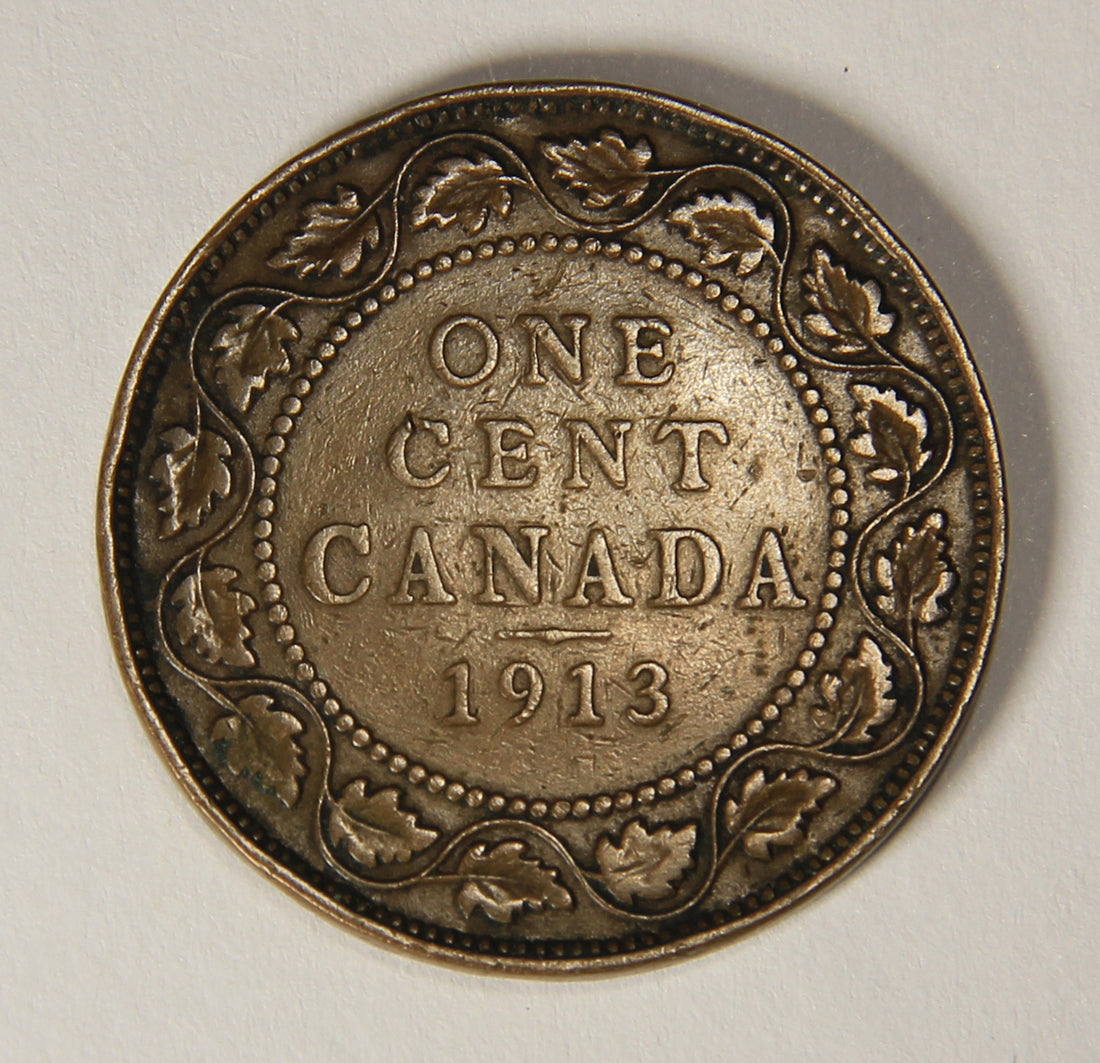 1913 Canada 1 Cent Large King George V - Copper Coin Large Cent L021888
