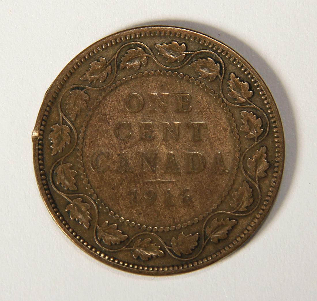 1916 Canada 1 Cent Large King George V - Copper Coin Large Cent L021889