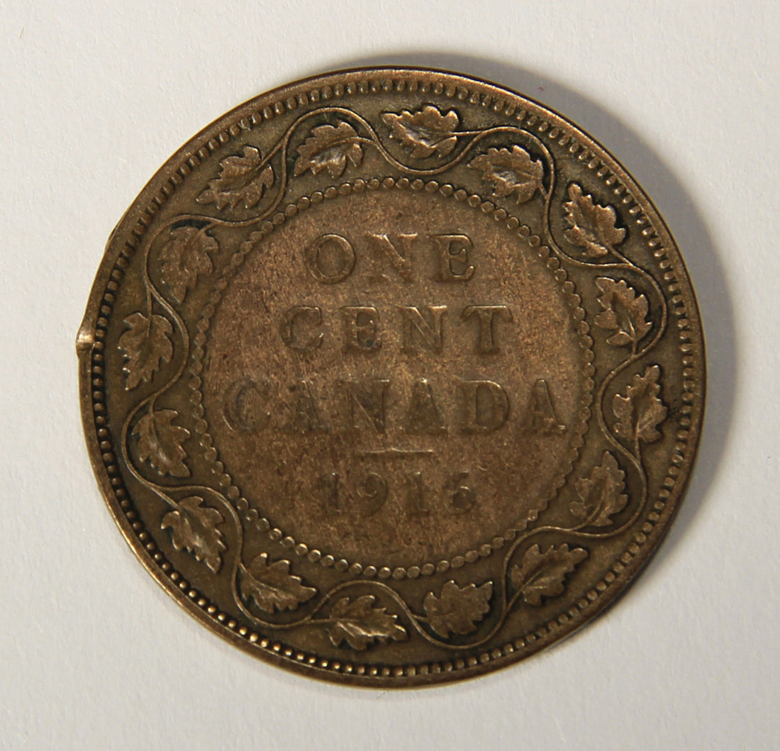 1916 Canada 1 Cent Large King George V - Copper Coin Large Cent L021889